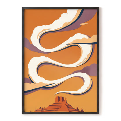 Mesa Sky Ribbons, orange, white, purple nature wall art, front artwork view