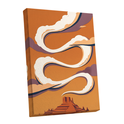 Mesa Sky Ribbons, orange, white, purple nature wall art shown as a stretched canvas wall art