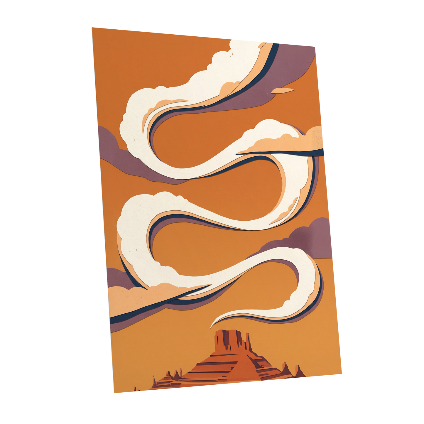 Mesa Sky Ribbons, orange, white, purple nature wall art shown as a unframed poster wall art print