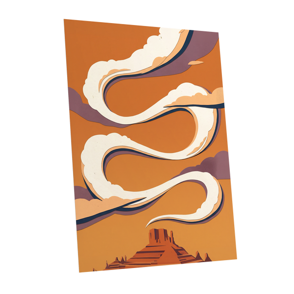 Mesa Sky Ribbons, orange, white, purple nature wall art shown as a unframed poster wall art print