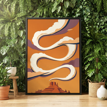 Mesa Sky Ribbons, orange, white, purple nature wall art displayed in a styled interior, gallery view 4