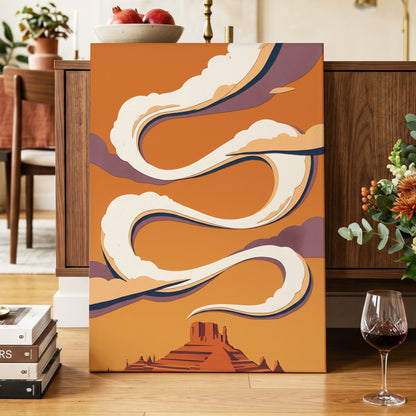 Mesa Sky Ribbons, orange, white, purple nature wall art displayed in a styled interior, gallery view 7