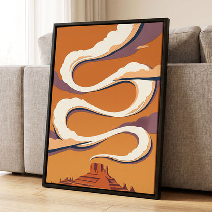 Mesa Sky Ribbons, orange, white, purple nature wall art displayed in a styled interior, gallery view 8