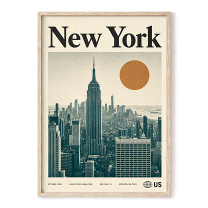 Metropolitan Sun, beige, green, brown minimalist wall art, front artwork view