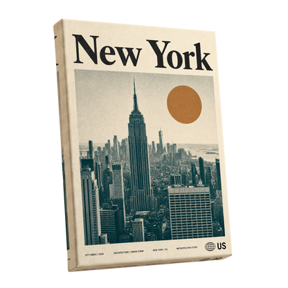 Metropolitan Sun, beige, green, brown minimalist wall art shown as a stretched canvas wall art