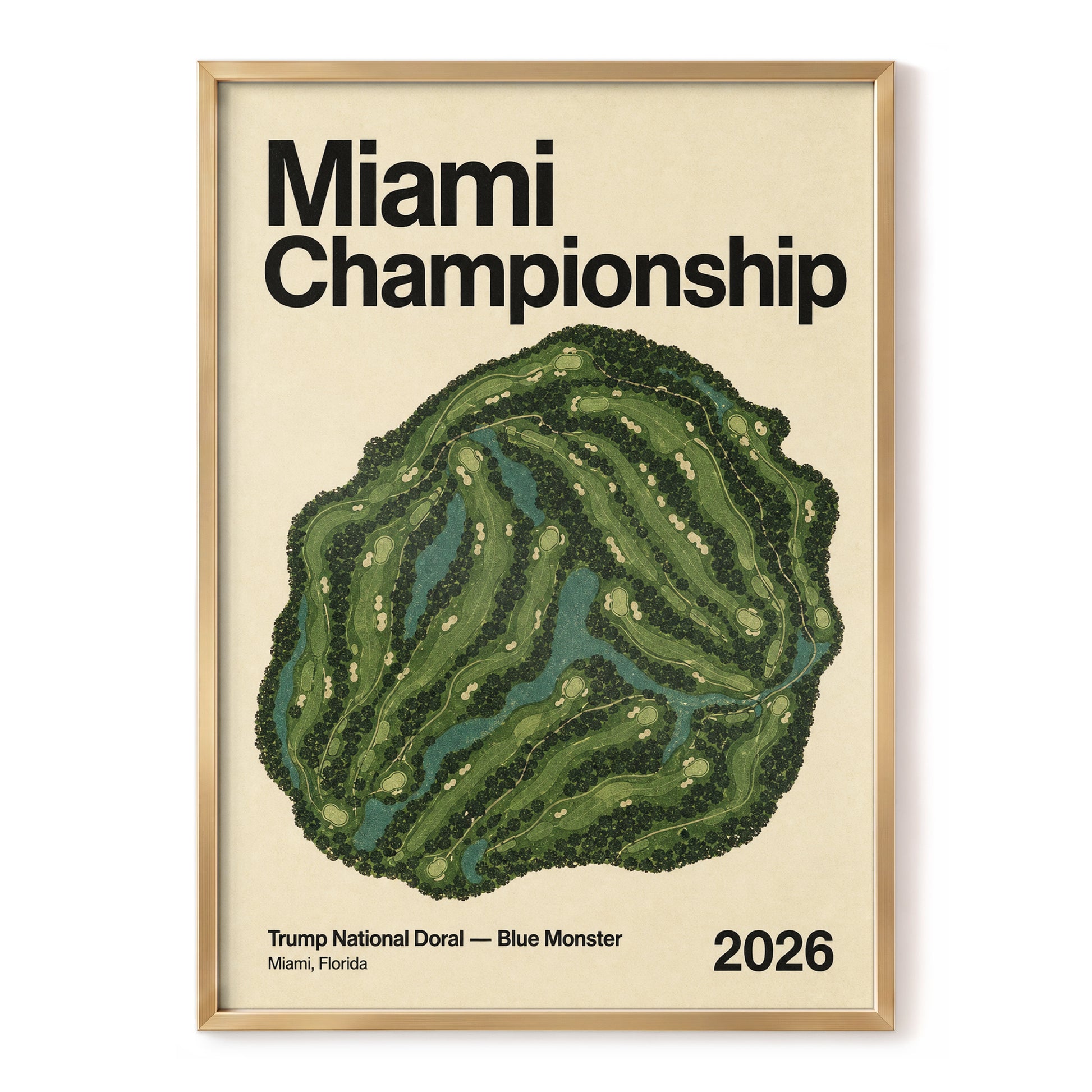 Miami Championship Greens, black, green, beige nature wall art, front artwork view