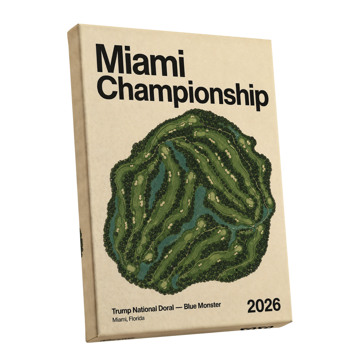 Miami Championship Greens, black, green, beige nature wall art shown as a stretched canvas wall art