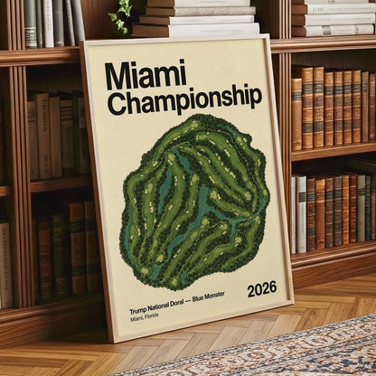 Miami Championship Greens, black, green, beige nature wall art displayed in a styled interior, gallery view 2