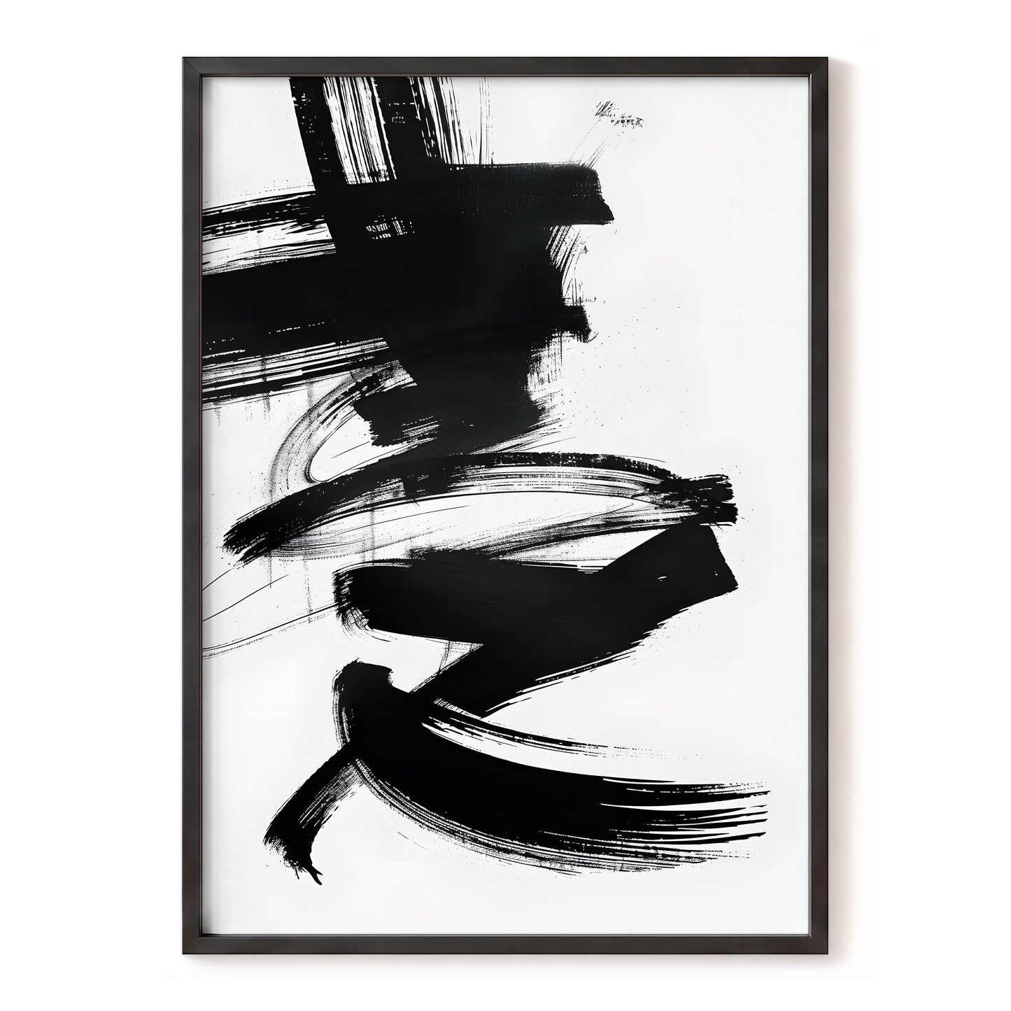 Midnight Gestures, black, white abstract wall art, front artwork view