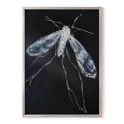 Midnight Gossamer, black, white, gray nature wall art, front artwork view