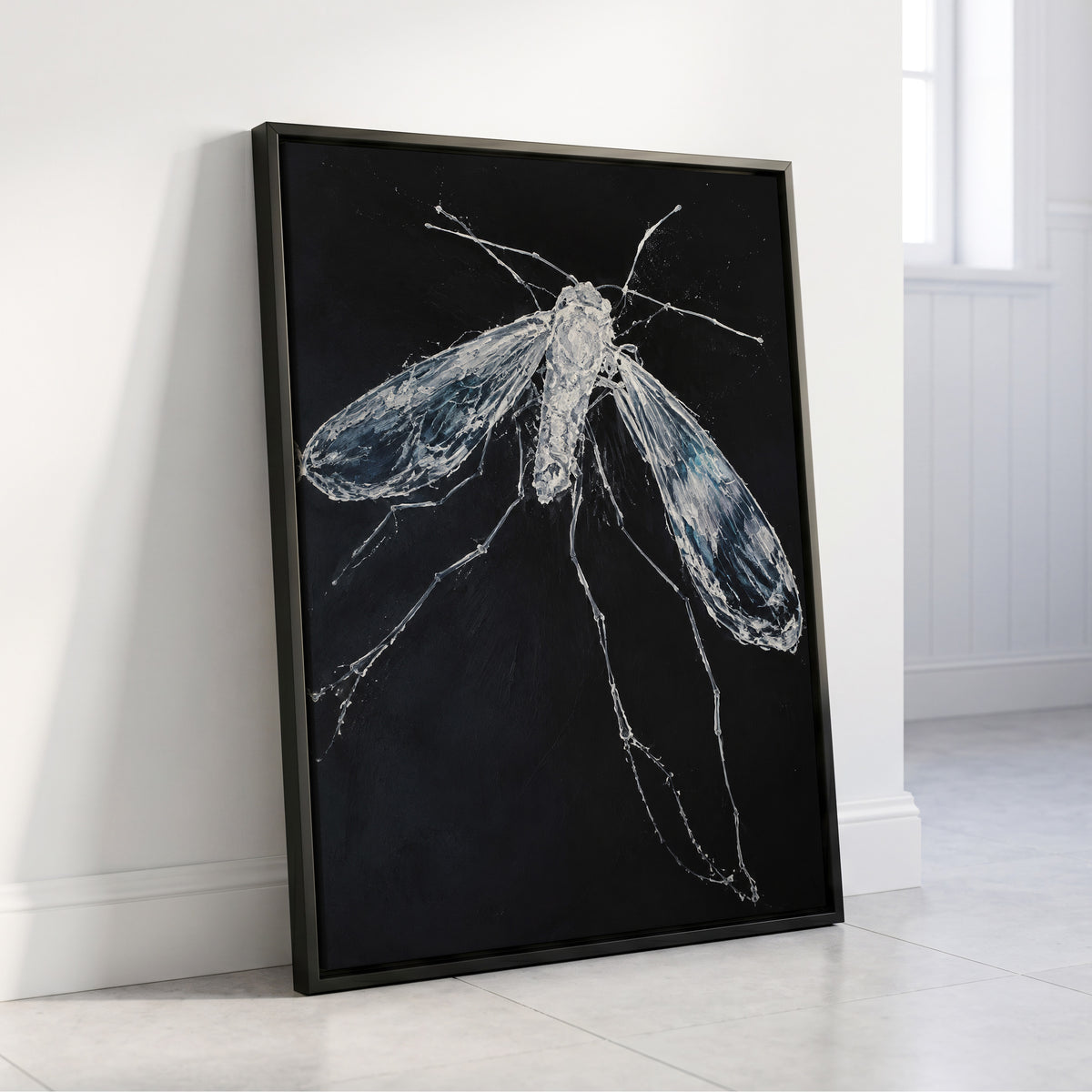 Midnight Gossamer, black, white, gray nature wall art displayed in a styled interior, gallery view 4