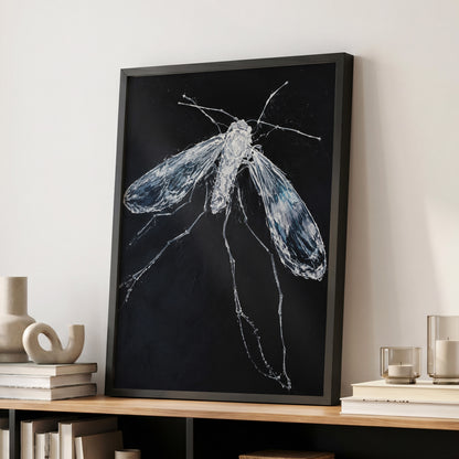 Midnight Gossamer, black, white, gray nature wall art displayed in a styled interior, gallery view 6