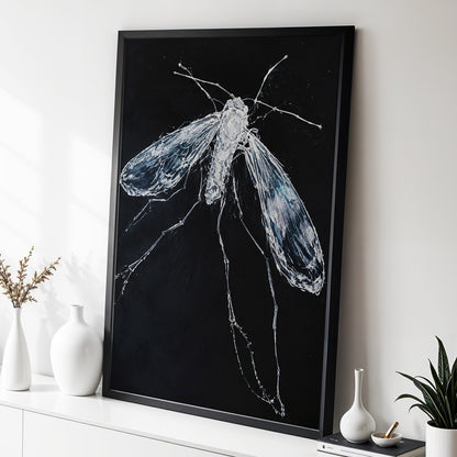 Midnight Gossamer, black, white, gray nature wall art displayed in a styled interior, gallery view 9