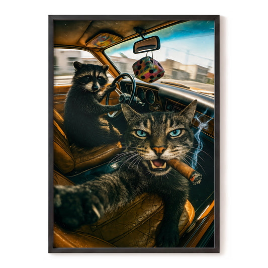 Midnight Joyride, black, brown, blue nature wall art, front artwork view