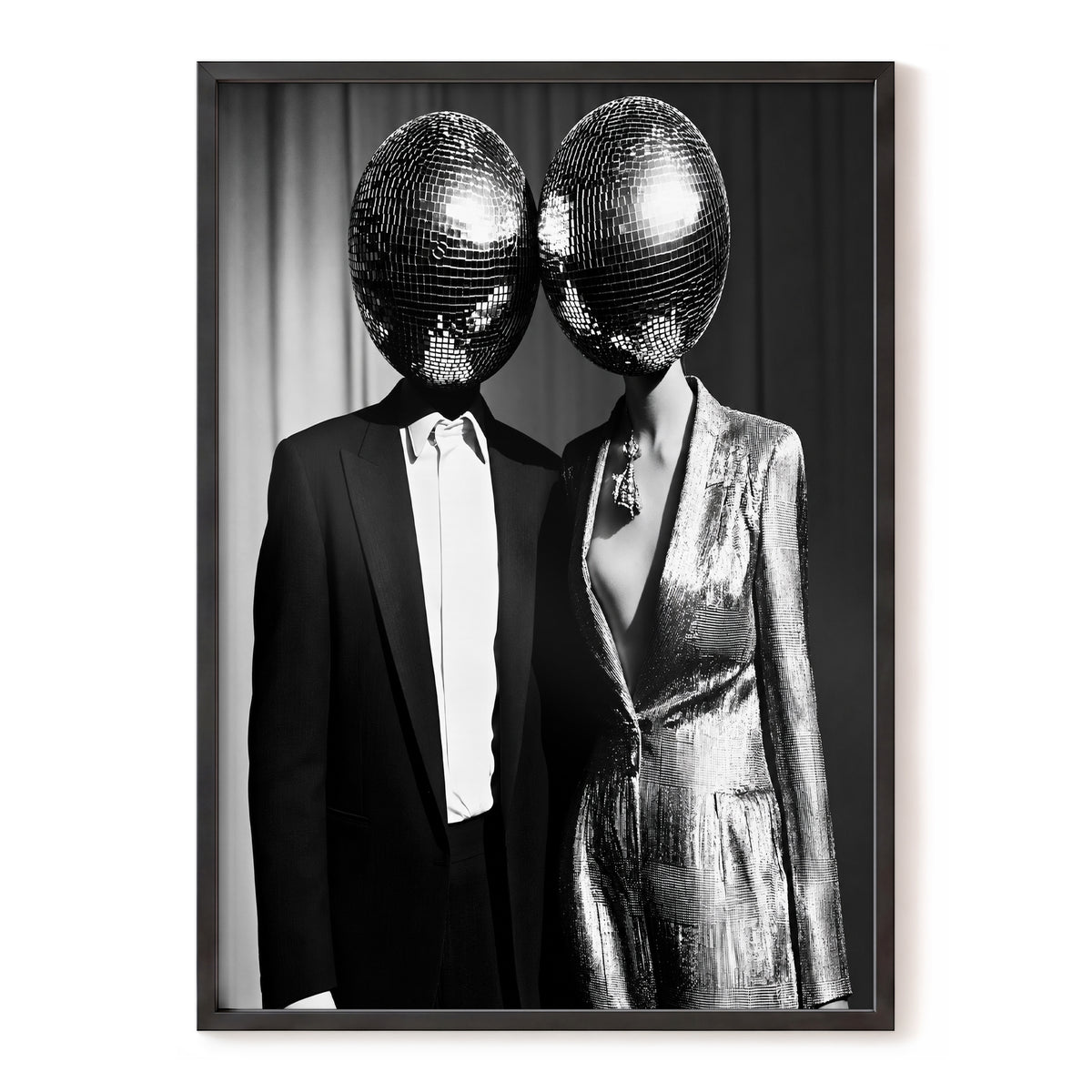 Midnight Mirror Society, black, white, gray minimalist wall art, front artwork view