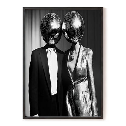 Midnight Mirror Society, black, white, gray minimalist wall art, front artwork view