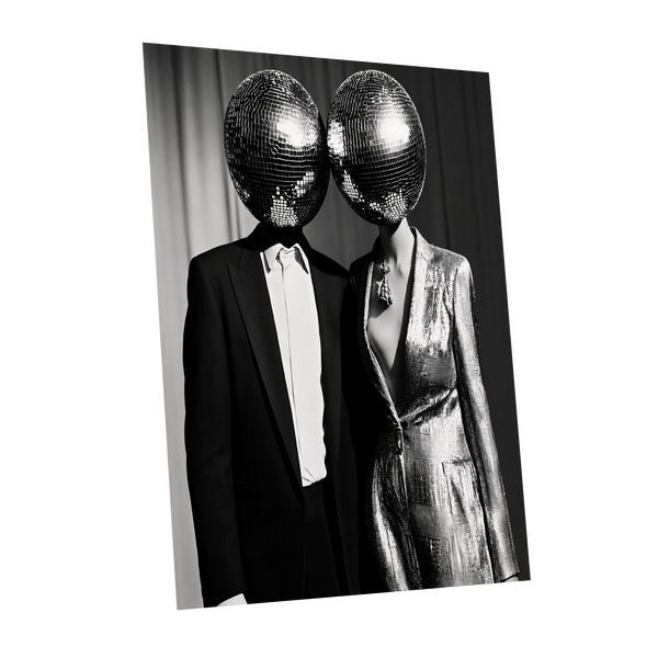 Midnight Mirror Society, black, white, gray minimalist wall art shown as a unframed poster wall art print