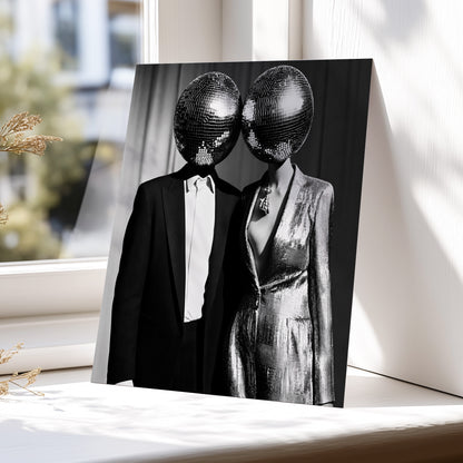 Midnight Mirror Society, black, white, gray minimalist wall art displayed in a styled interior, gallery view 4