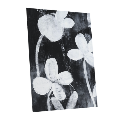 Midnight Petal Study, black, white, gray floral wall art shown as a unframed poster wall art print