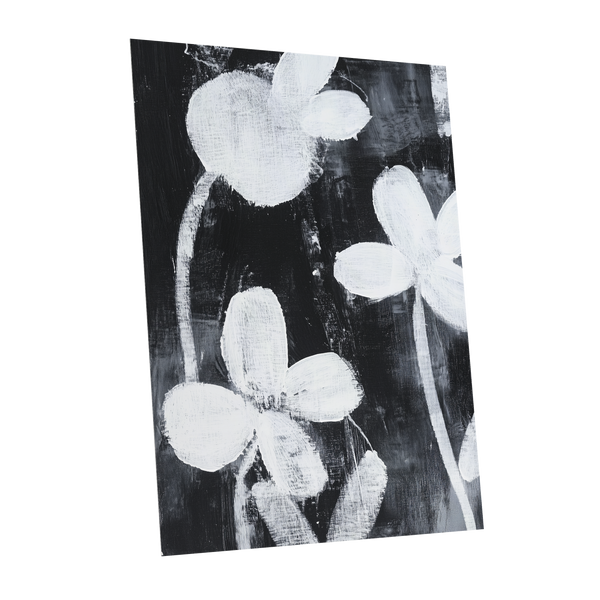 Midnight Petal Study, black, white, gray floral wall art shown as a unframed poster wall art print