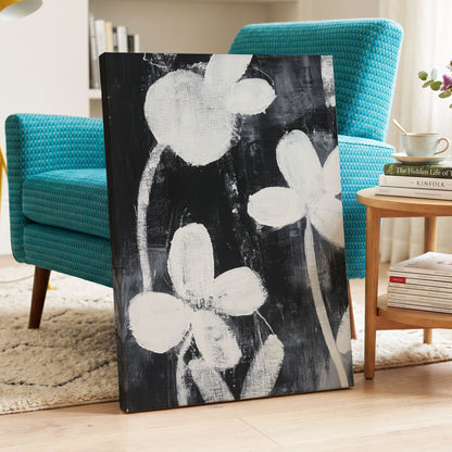 Midnight Petal Study, black, white, gray floral wall art displayed in a styled interior, gallery view 7