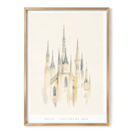 Milan Spires, beige, white, gray minimalist wall art, front artwork view