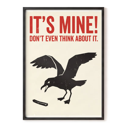 Mine, All Mine!, black, beige, red nature wall art, front artwork view