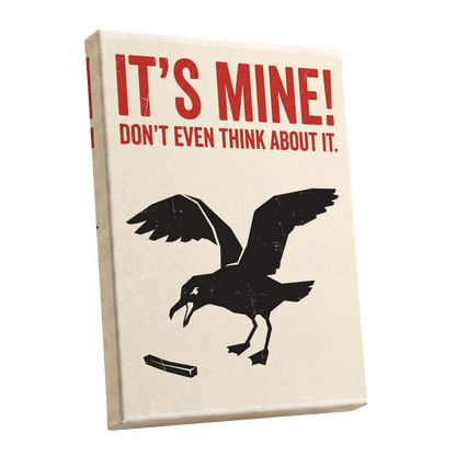 Mine, All Mine!, black, beige, red nature wall art shown as a stretched canvas wall art