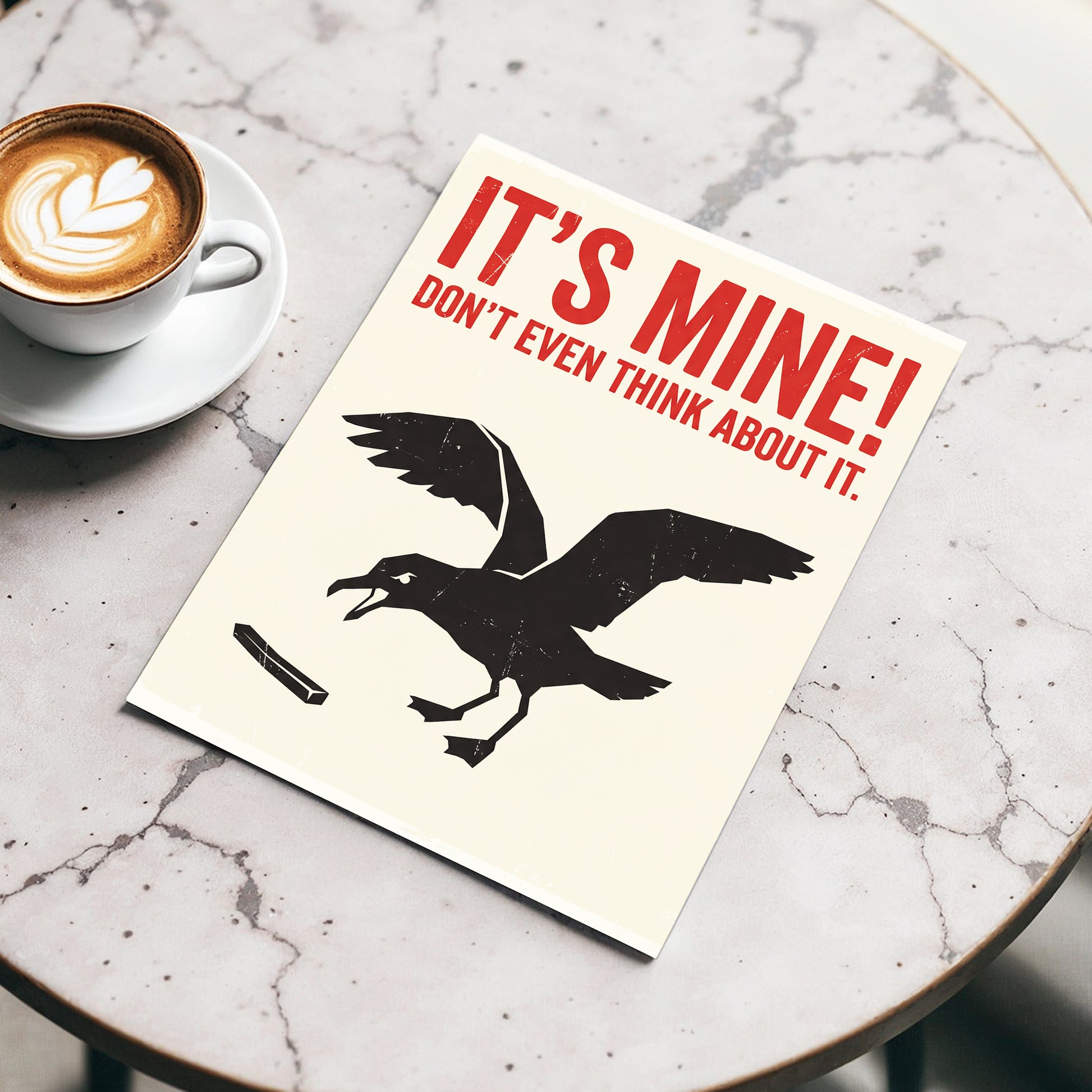 Mine, All Mine!, black, beige, red nature wall art displayed in a styled interior, gallery view 3