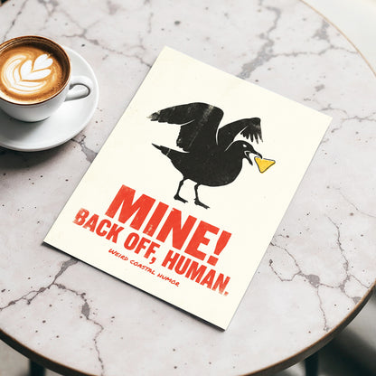 Mine! Coastal Gull, black, beige, red nature wall art displayed in a styled interior, gallery view 3