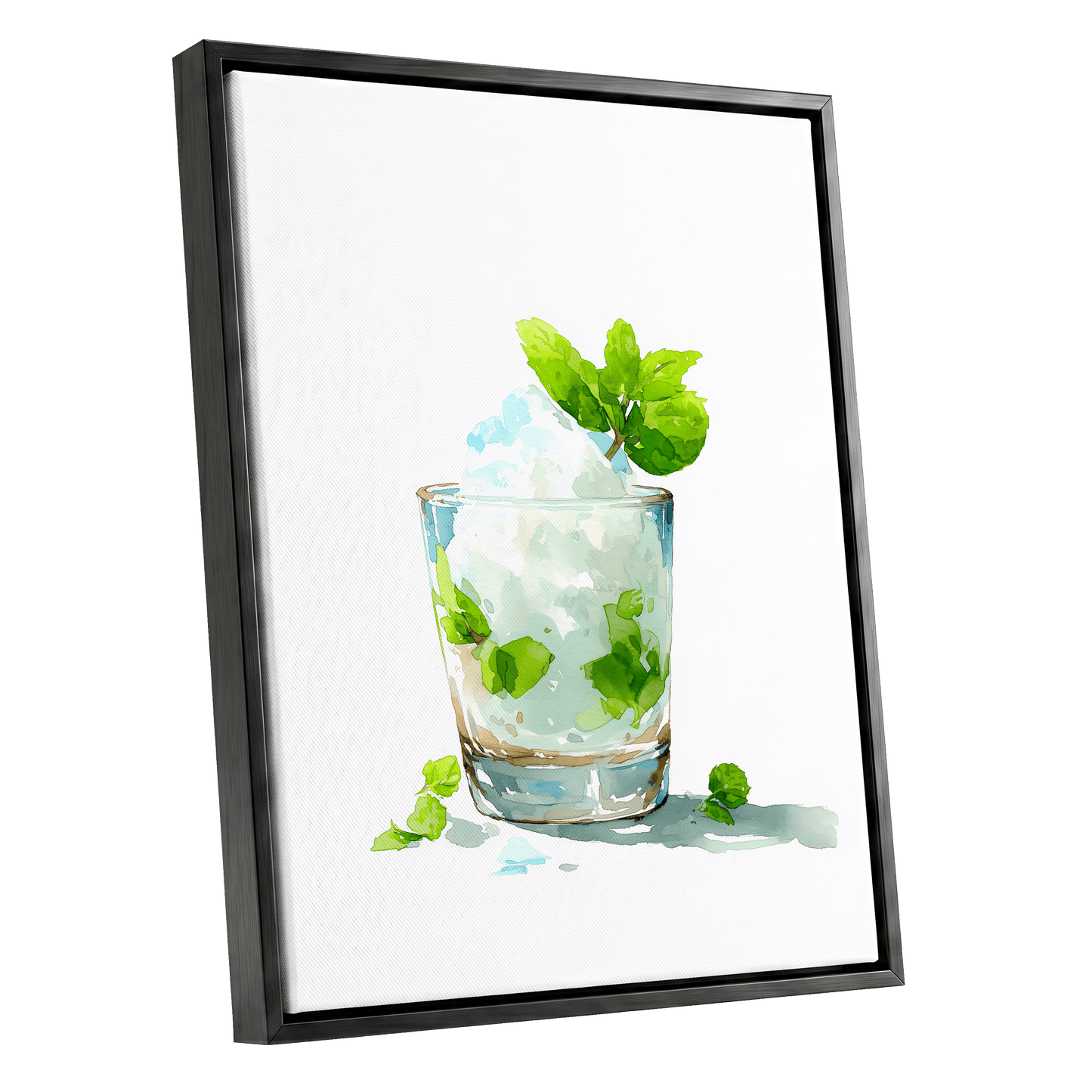 Mint and Ice Study – black framed canvas option