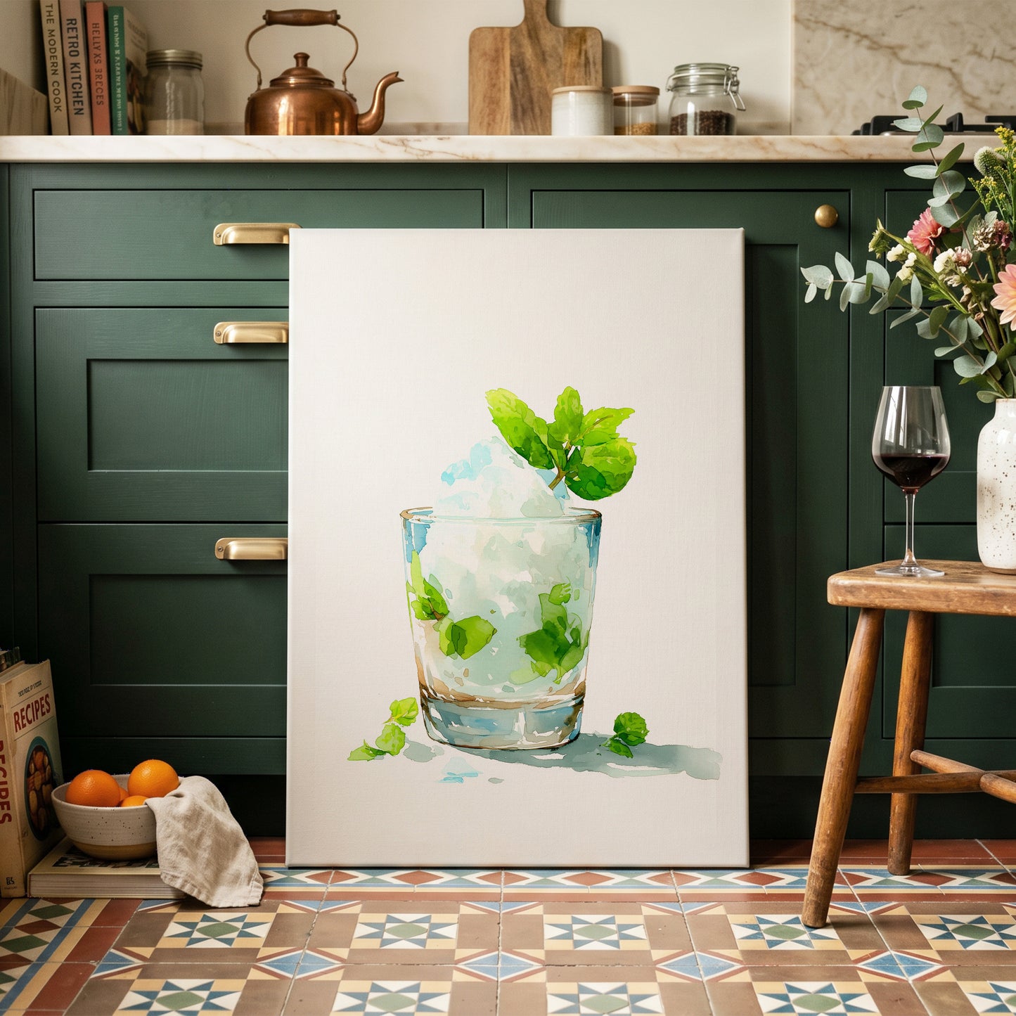Mint and Ice Study – canvas wall art in a styled interior, gallery view 1