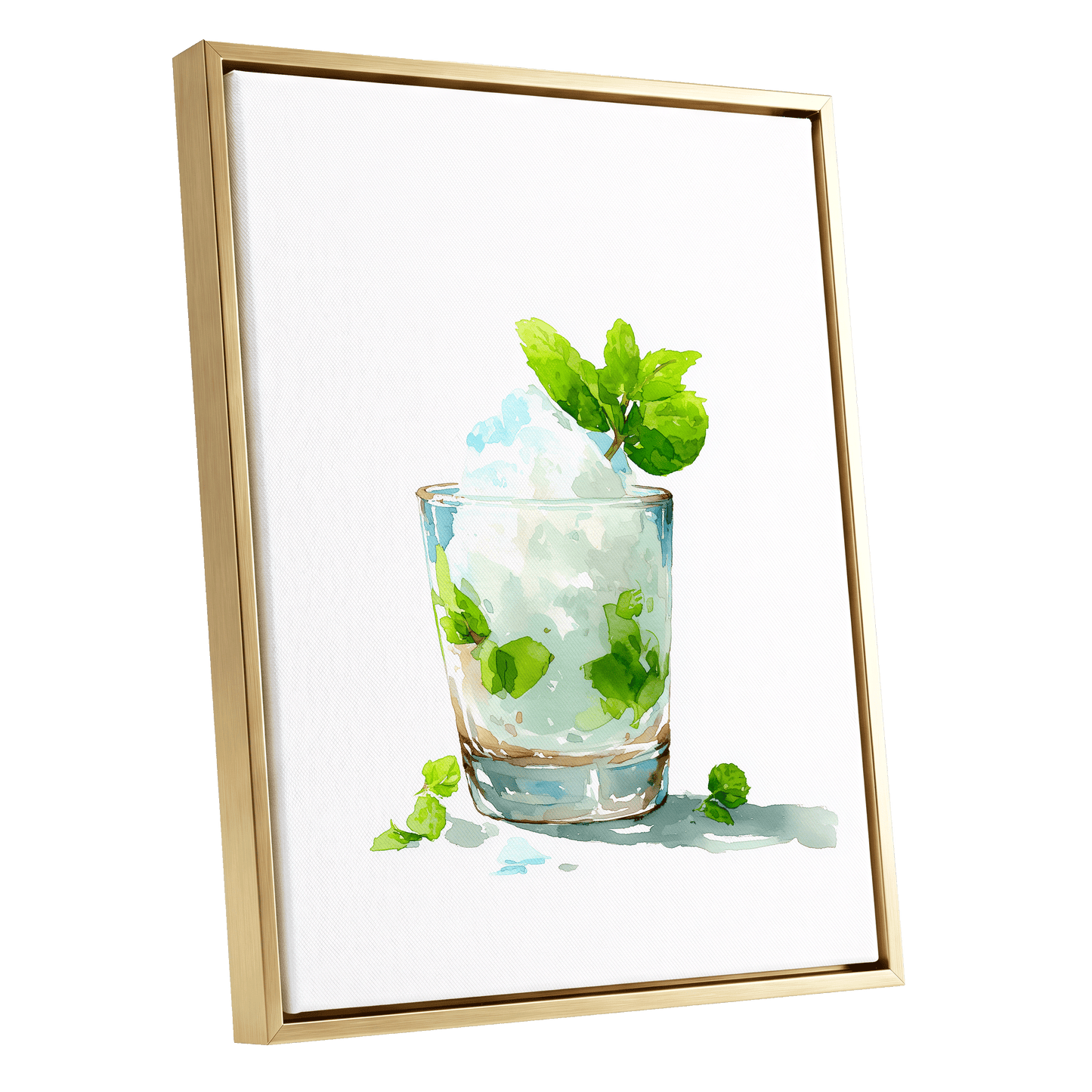 Mint and Ice Study – gold framed canvas option