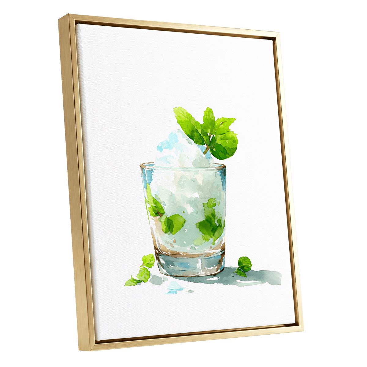 Mint and Ice Study – gold framed canvas option