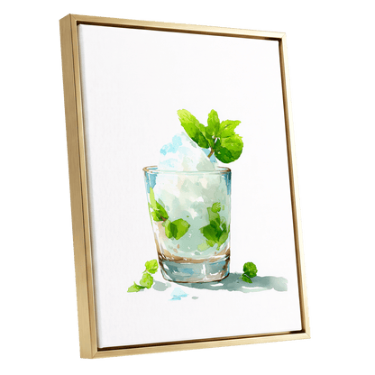 Mint and Ice Study – gold framed canvas option