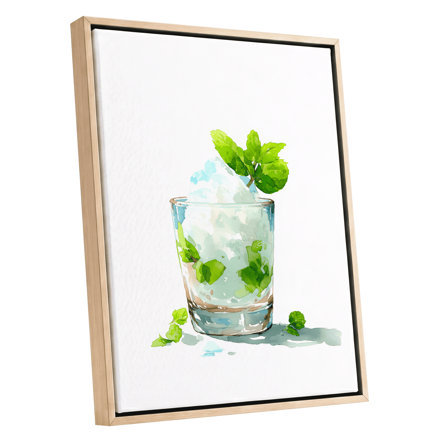 Mint and Ice Study – oak framed canvas option