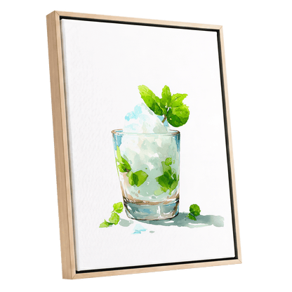 Mint and Ice Study – oak framed canvas option