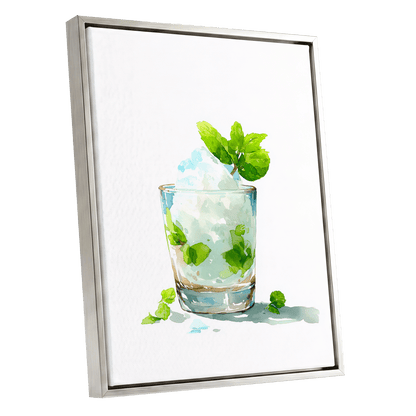 Mint and Ice Study – silver framed canvas option