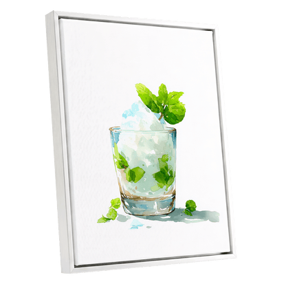 Mint and Ice Study – white framed canvas option