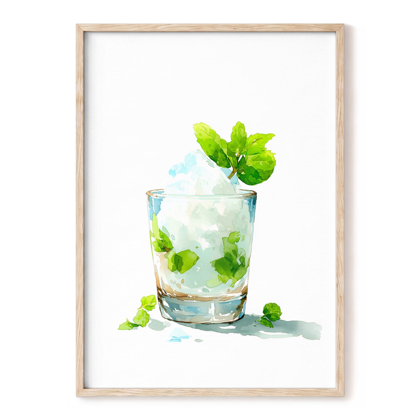Mint and Ice Study – white, green, blue nature wall art, front view