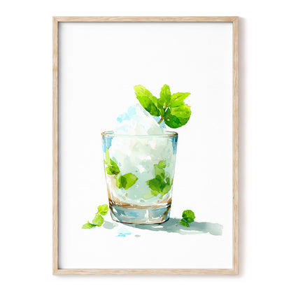 Mint and Ice Study – white, green, blue nature wall art, front view