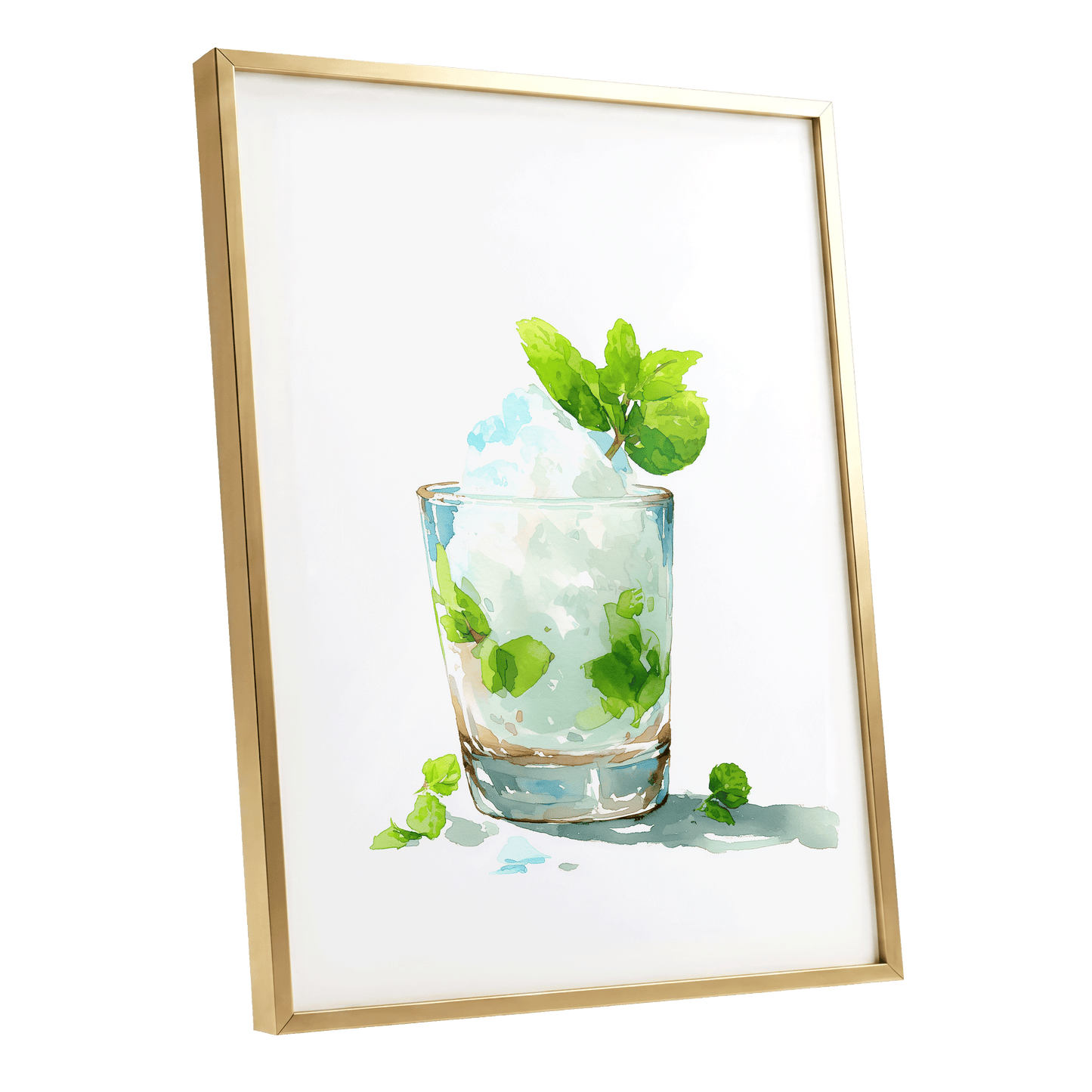 Mint and Ice Study – gold framed poster option
