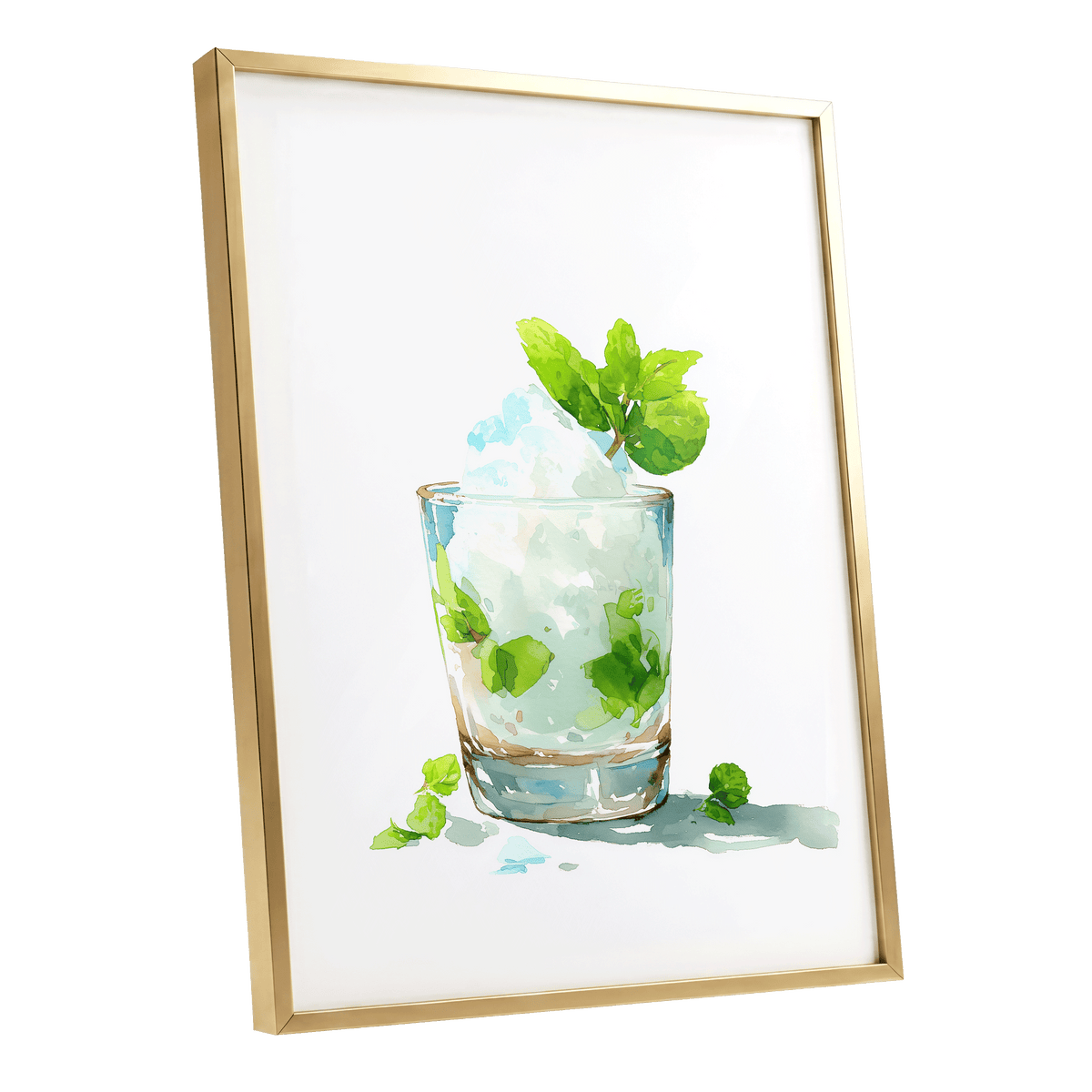Mint and Ice Study – gold framed poster option