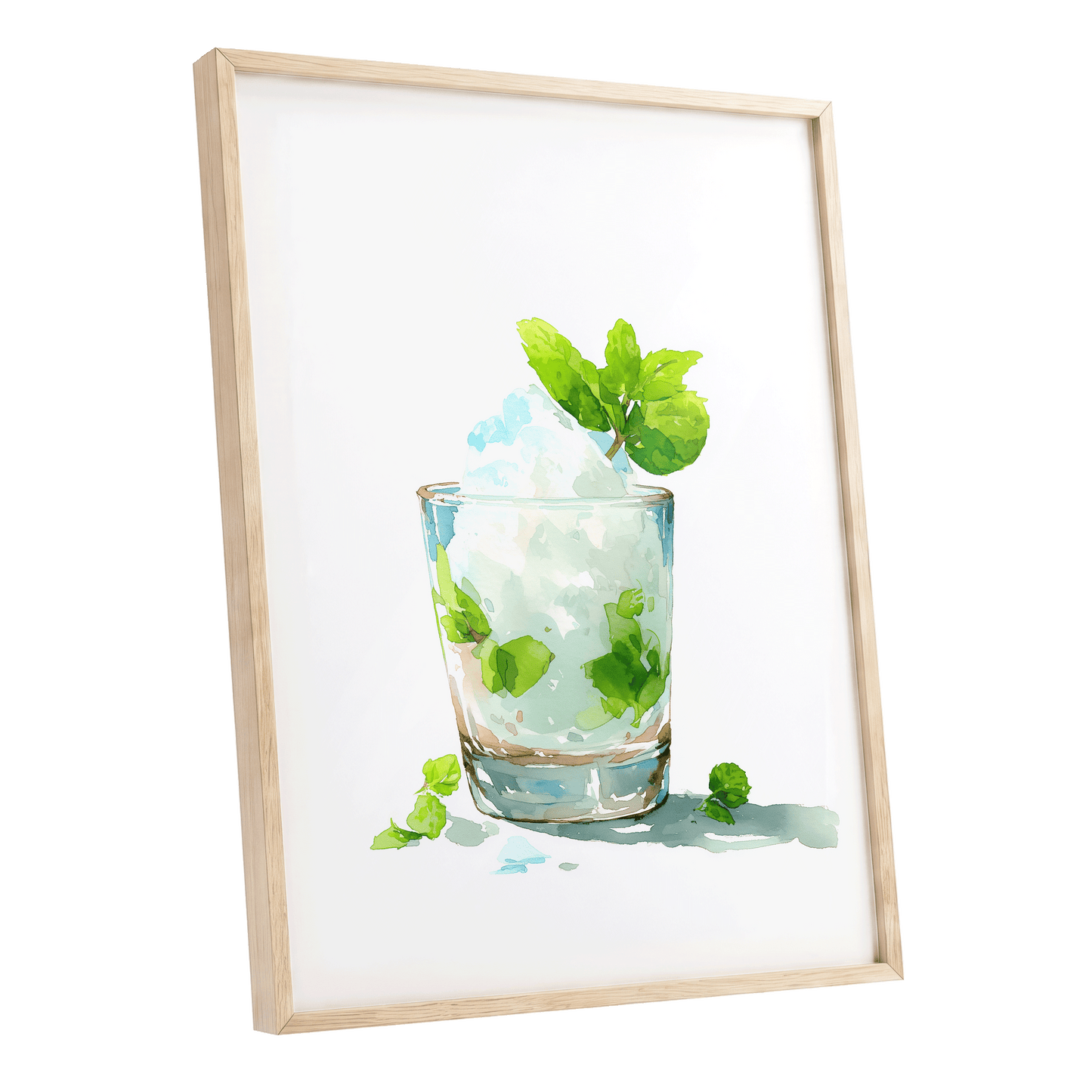 Mint and Ice Study – oak framed poster option