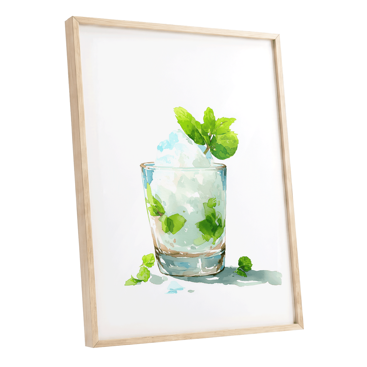 Mint and Ice Study – oak framed poster option