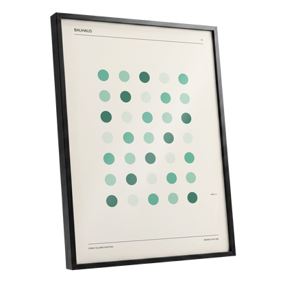 Mint Matrix No. 45, green, beige, black minimalist wall art shown as a black framed poster wall art print
