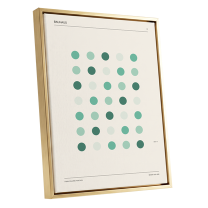 Mint Matrix No. 45, green, beige, black minimalist wall art shown as a gold framed canvas wall art