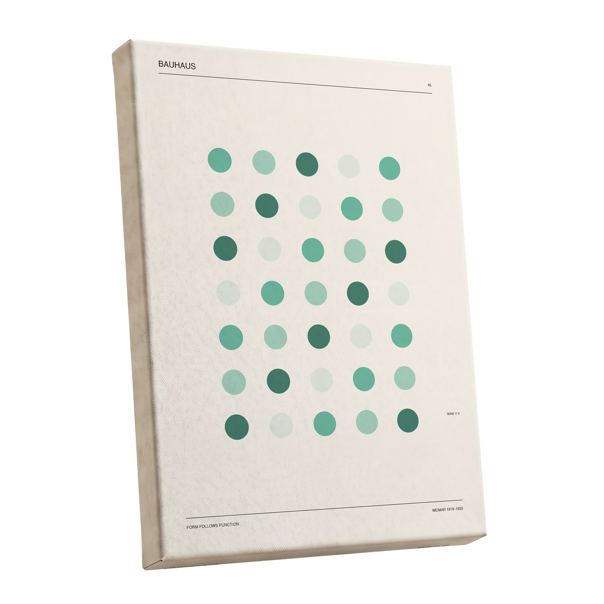 Mint Matrix No. 45, green, beige, black minimalist wall art shown as a stretched canvas wall art