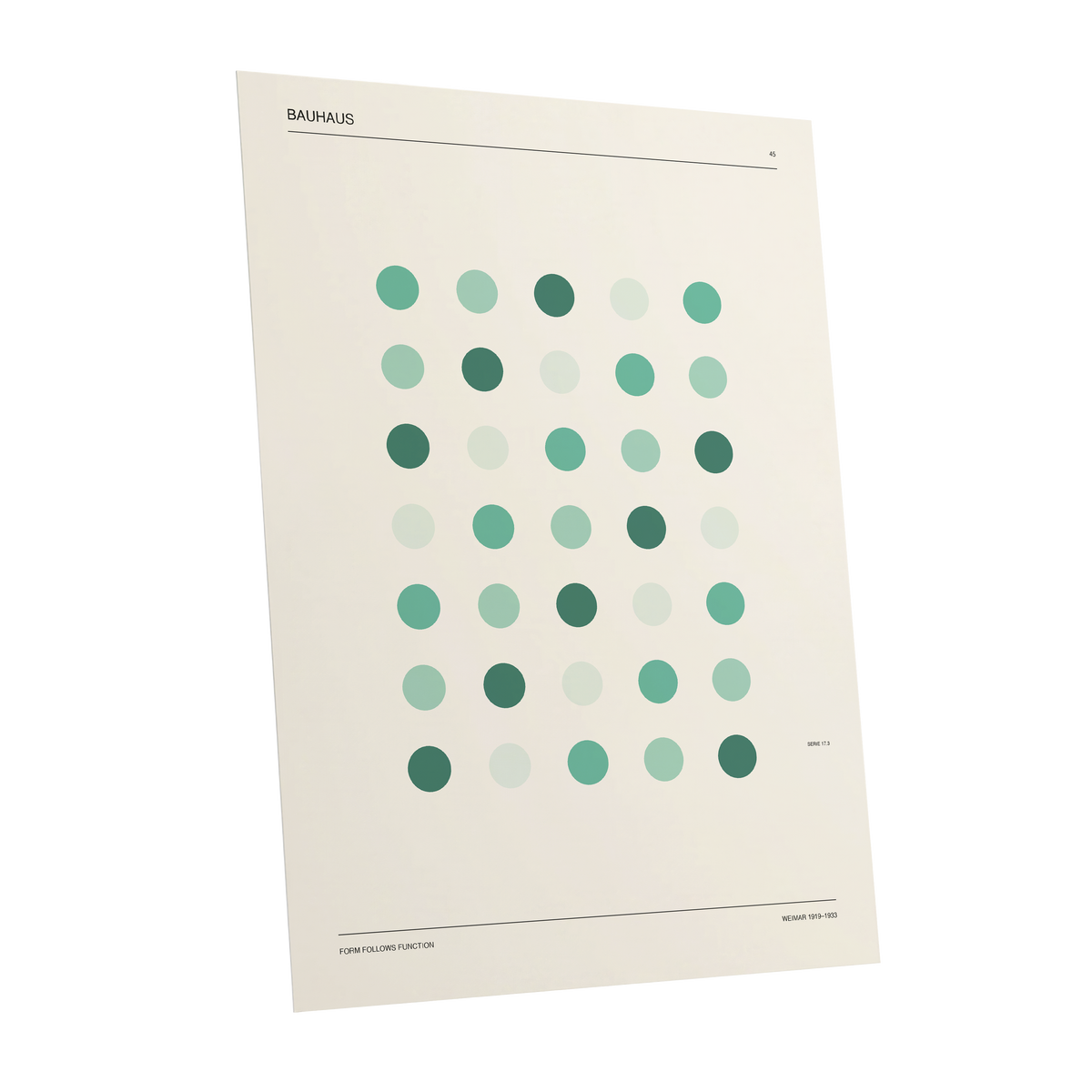 Mint Matrix No. 45, green, beige, black minimalist wall art shown as a unframed poster wall art print
