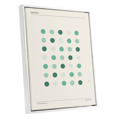 Mint Matrix No. 45, green, beige, black minimalist wall art shown as a white framed canvas wall art